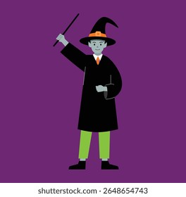 Halloween costume party with characters in spooky outfits illustration. Halloween Costume Party Vector Illustration