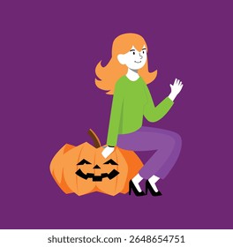 Halloween costume party with characters in spooky outfits illustration. Halloween Costume Party Vector Illustration