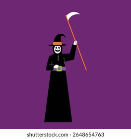 Halloween costume party with characters in spooky outfits illustration. Halloween Costume Party Vector Illustration