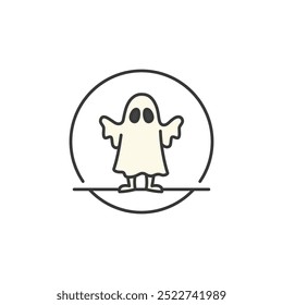 Disfraz de Halloween. Símbolo del tema de moda de terror con el logotipo del fantasma. Icono de mascarada.