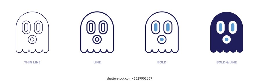 Halloween costume party icon in 4 different styles. Thin Line, Line, Bold, and Bold Line. Duotone style. Editable stroke.