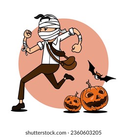 Halloween Costume Party. mummy, vector illustration. Happy Halloween all!