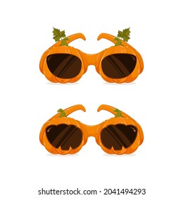 Halloween costume. Two pumpkin glasses isolated on white background. Can be used for Halloween party. Illustration for children's holiday design, decoration, cards, banners, template