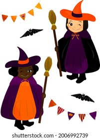 Halloween costume, witch cosplay girl