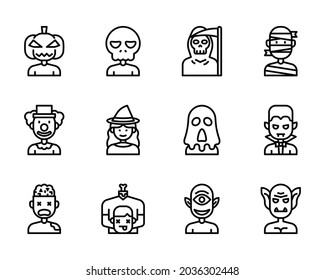 Halloween Costumes Avatar outline icon and symbol for website, application