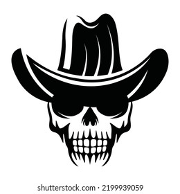 Halloween Cowboy skull logo isolated on a white background