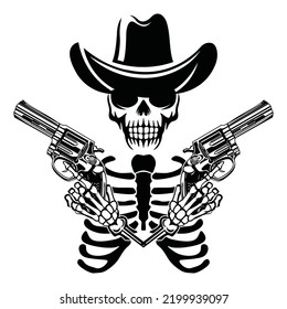 Halloween Cowboy skull logo isolated on a white background