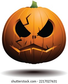 Halloween Cracked Head Pumpkins, Evil Scary Autumn vacation. Eps10 vector illustration.