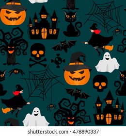 Halloween crafts wrapping seamless pattern. Background for halloween decorations. Vector illustration