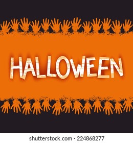 Halloween creative 3d lettering with unique design of grunge hands. Vector eps 10