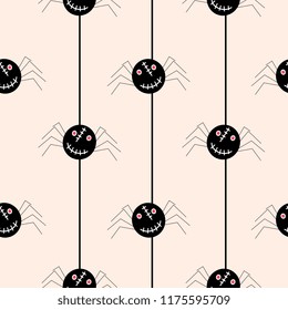 Halloween creative pattern with spider monster black and pastel colors vector illustration for baby fashion print and textile wrapping.