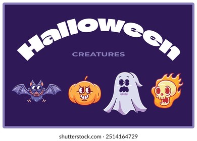 Halloween Creatures Cartoon Character Illustration