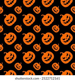 Halloween creepy carved pumpkin head seamless pattern design. Halloween vector illustration design for wallpaper decoration, wrapping paper printing, fabric, textile, clothing.