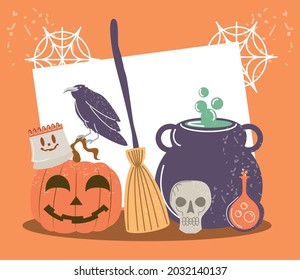 halloween creepy celebration with pumpkin