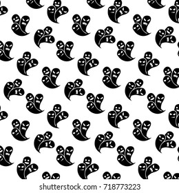 Halloween creepy and cute ghost vector icon pattern on white background
