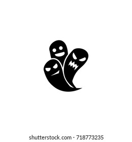 Halloween creepy and cute ghost vector icon isolated on white background