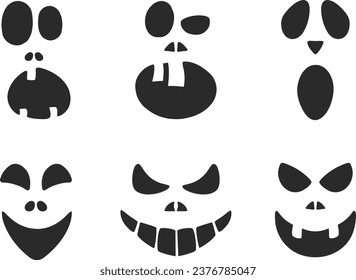 Halloween creepy face icons set.  Festive design for cards, posters and banners