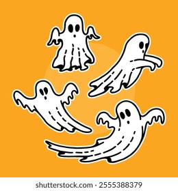 Halloween Creepy Flying Ghost Illustration