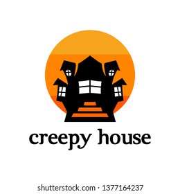 Halloween creepy house logo - clip art vector