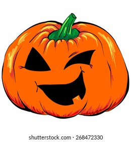 Halloween creepy Jack-o-lantern pumpkin vegetable isolated vector