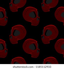 Halloween creepy red skull seamless pattern. vector illustration for fashion textile print and wrapping with festive design.