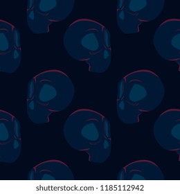 Halloween creepy skull in the dark seamless pattern. vector illustration for fashion textile print and wrapping with festive design.
