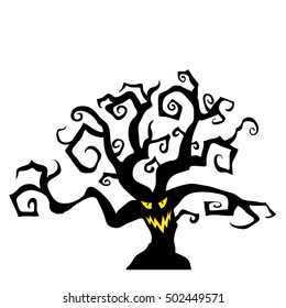 Halloween creepy tree. Cover, card, invitation and poster template. Vector illustration
