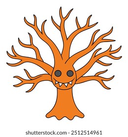 Halloween Creepy Tree: Spooky Vector, Color, and Silhouette Art.