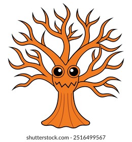 Halloween Creepy Tree: Spooky Vector, Color, and Silhouette Art.