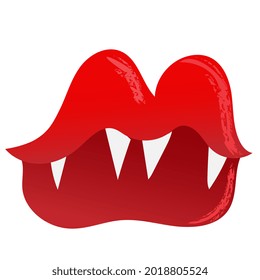Halloween creepy vampire lips with sharp fangs in cartoon style. Avatar makeup element.
