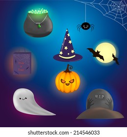 Halloween creepy vector set