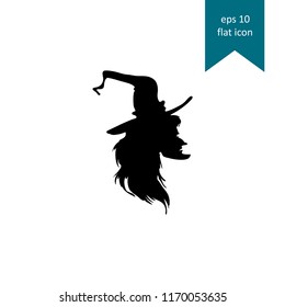 Halloween, creepy witch symbol vector  icon