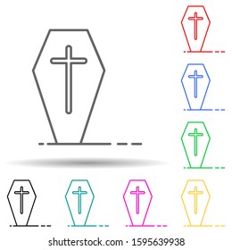 Halloween cross coffin multi color style icon. Simple thin line, outline vector of halloween icons for ui and ux, website or mobile application