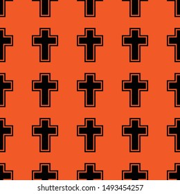 Halloween crosses orange pattern wallpaper