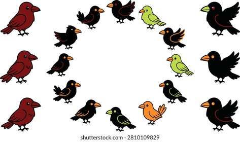 halloween crow Birds, Vector Birds, Colorful Bird Icons, Bird Illustrations, 15 Bird Graphics