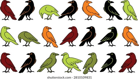 halloween crow Birds, Vector Birds, Colorful Bird Icons, Bird Illustrations, 15 Bird Graphics