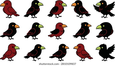 halloween crow Birds, Vector Birds, Colorful Bird Icons, Bird Illustrations, 15 Bird Graphics