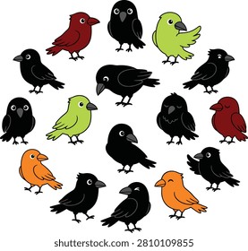 halloween crow Birds, Vector Birds, Colorful Bird Icons, Bird Illustrations, 15 Bird Graphics