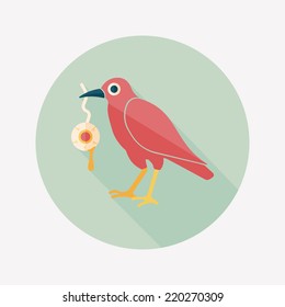 Halloween crow and eyeball flat icon with long shadow,eps10