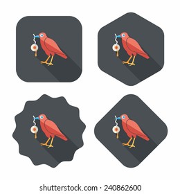 Halloween crow and eyeball flat icon with long shadow, eps10
