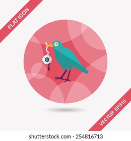 Halloween crow and eyeball flat icon with long shadow,eps10