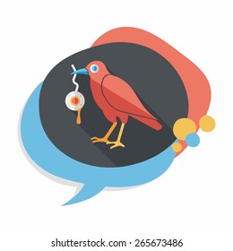 Halloween crow and eyeball flat icon with long shadow,eps10