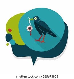Halloween crow and eyeball flat icon with long shadow,eps10