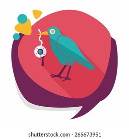 Halloween crow and eyeball flat icon with long shadow,eps10