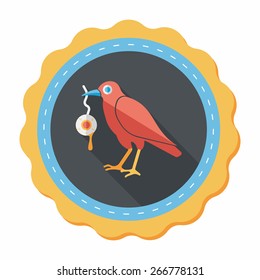 Halloween crow and eyeball flat icon with long shadow,eps10