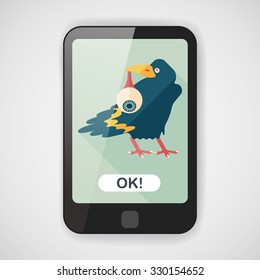 Halloween crow and eyeball flat icon with long shadow,eps10