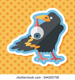 Halloween crow and eyeball flat icon with long shadow,eps10