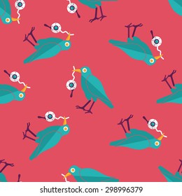 Halloween crow and eyeball flat icon,eps10 seamless pattern background