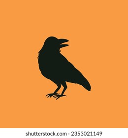 Halloween crow flat vector icon