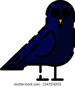 Halloween crow, illustration, vector on a white background.